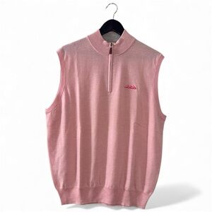 Peter Millar Pink Merino Wool Quarter Zip Sleeveless Sweater Vest XL